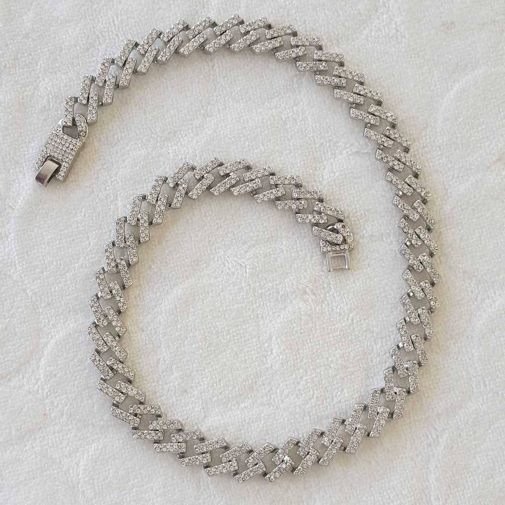 1,5 cm Taşlı Cuban Zincir Unisex