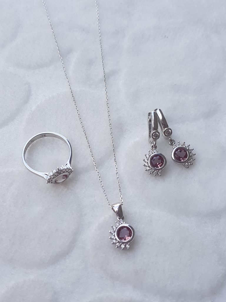 Sultanit Taşlı Gümüş Set