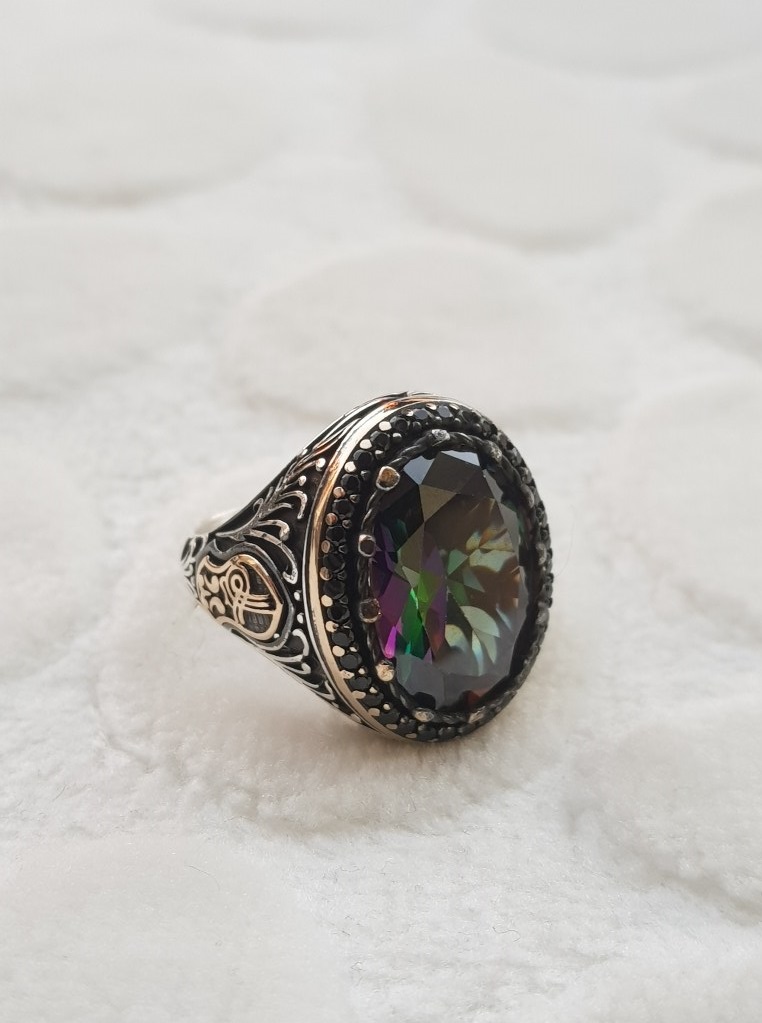 Topaz Taşlı Erkek Gümüş Yüzük