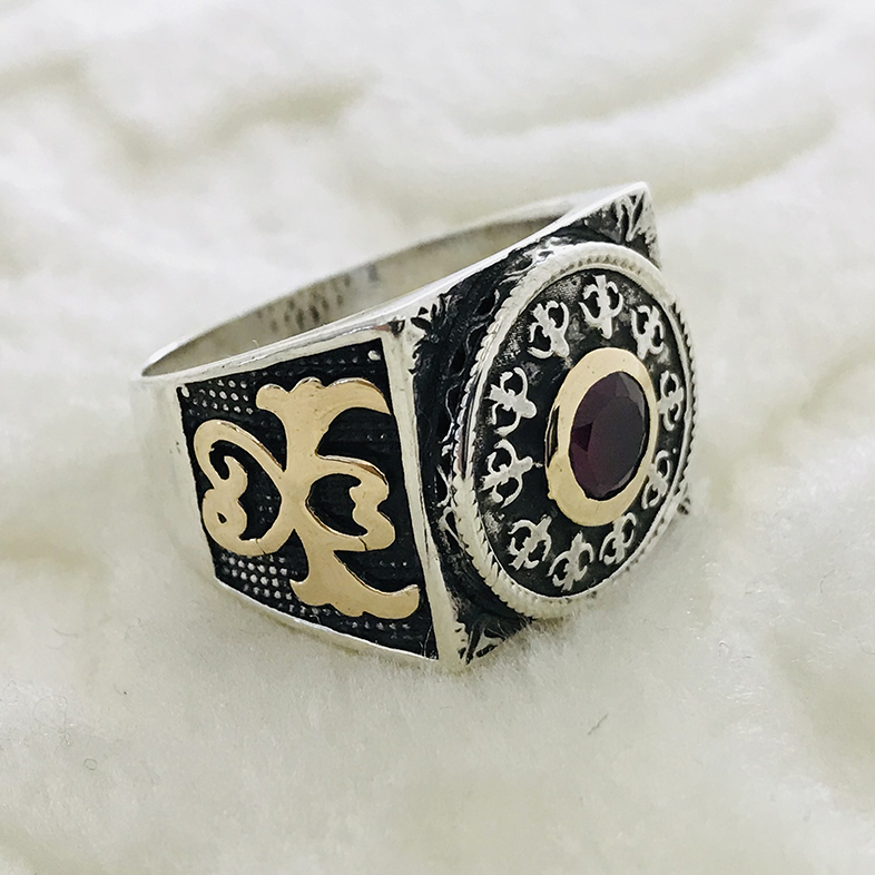 Yakut (Ruby) Taşlı 925 Ayar Gümüş Erkek Yüzük