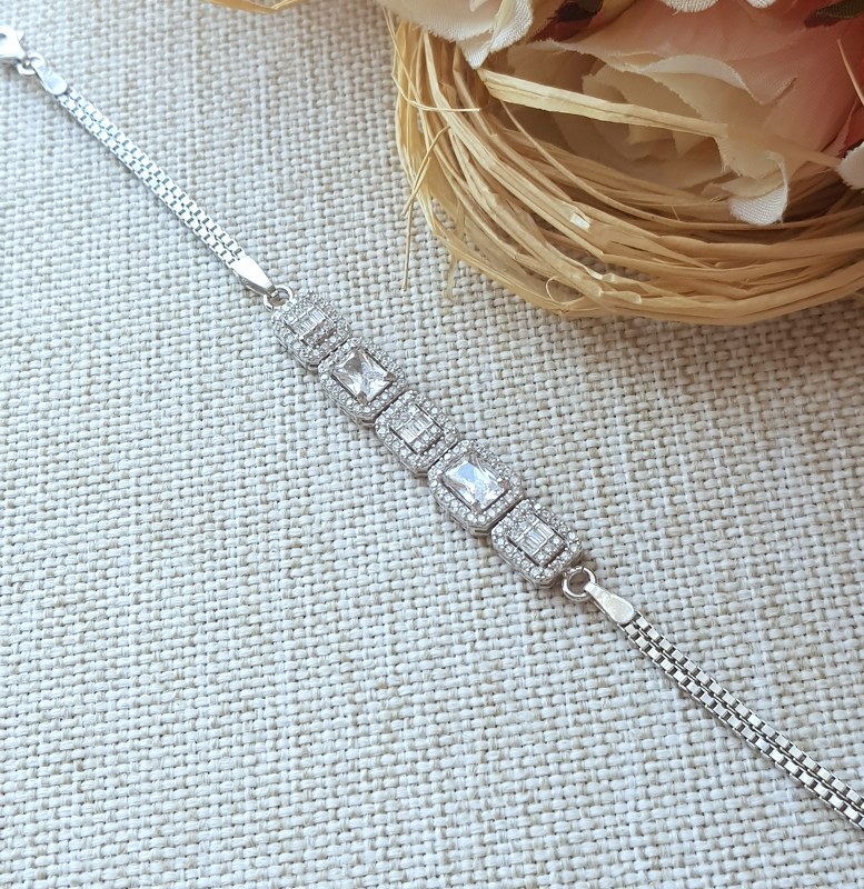 Baget Taşlı Gümüş Bileklik