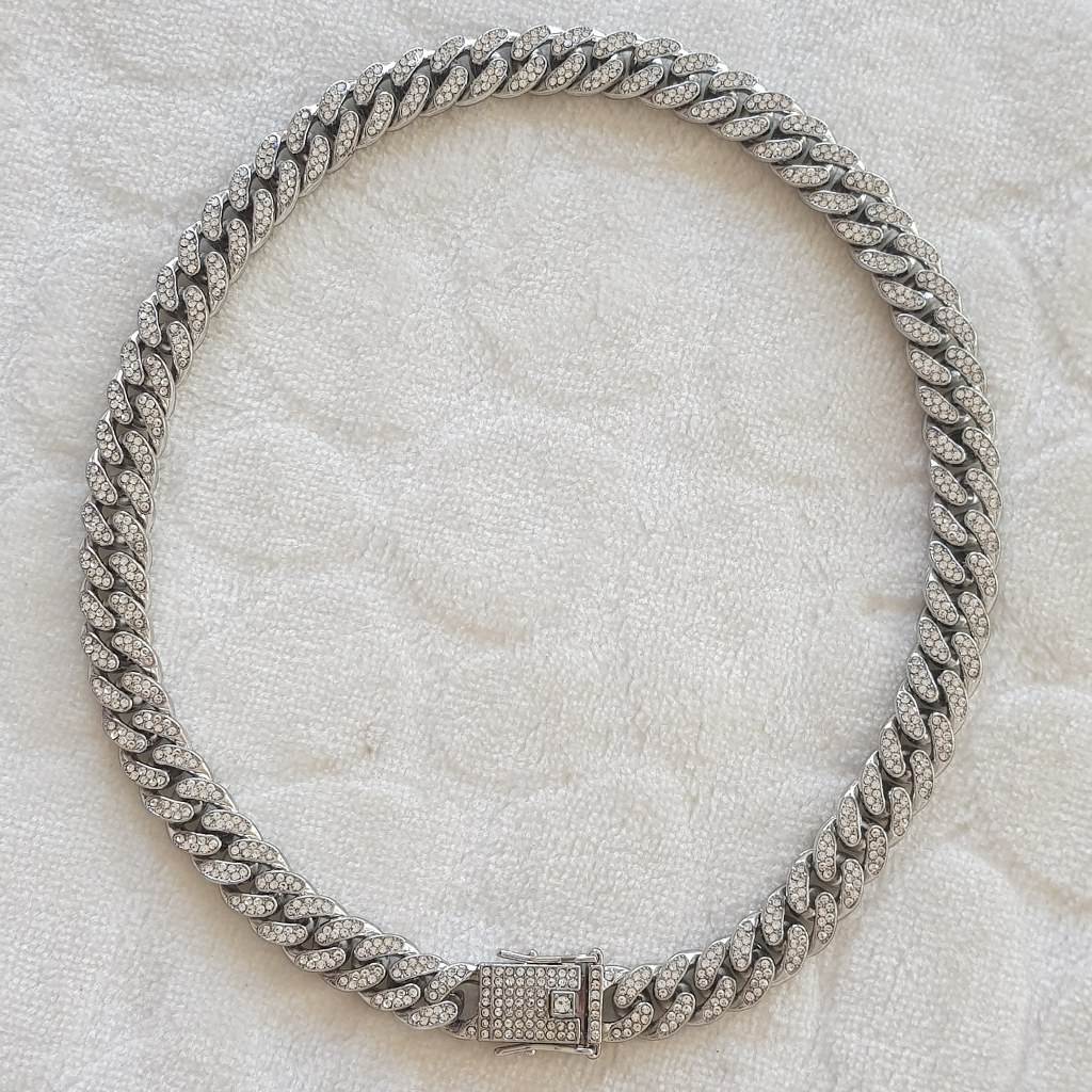 1,2 cm Taşlı Cuban Zincir Unisex