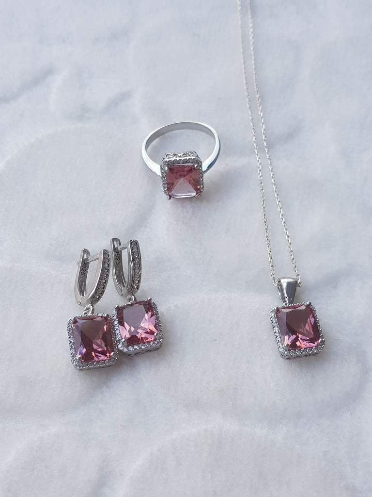 Baget Sultanit Taşlı Gümüş Set