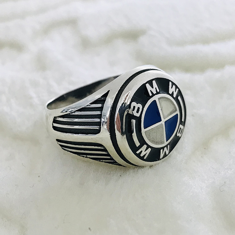 BMW Logolu 925 Ayar Gümüş Erkek Yüzük