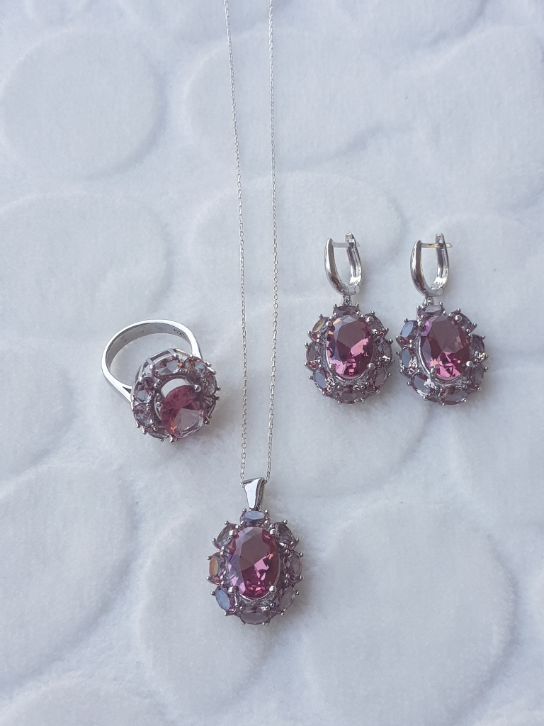 Sultanit Taşlı Gümüş Set