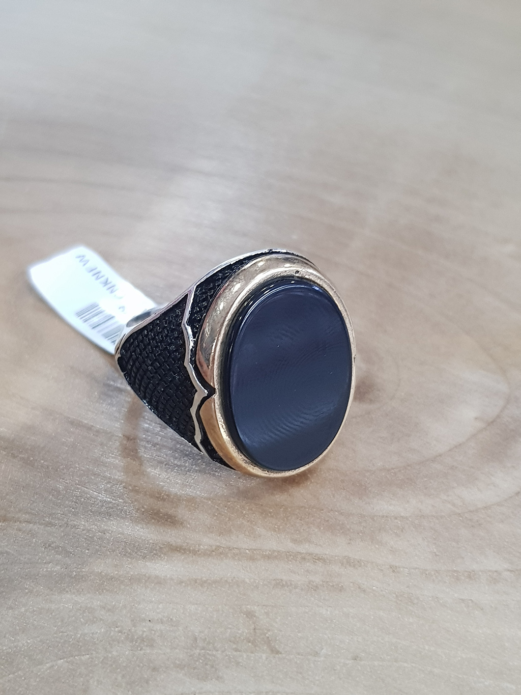 Oniks Taşlı Oval Gümüş Erkek Yüzük