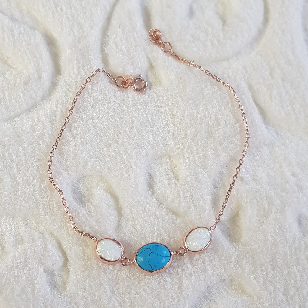 Opal Taşlı Gümüş Bileklik