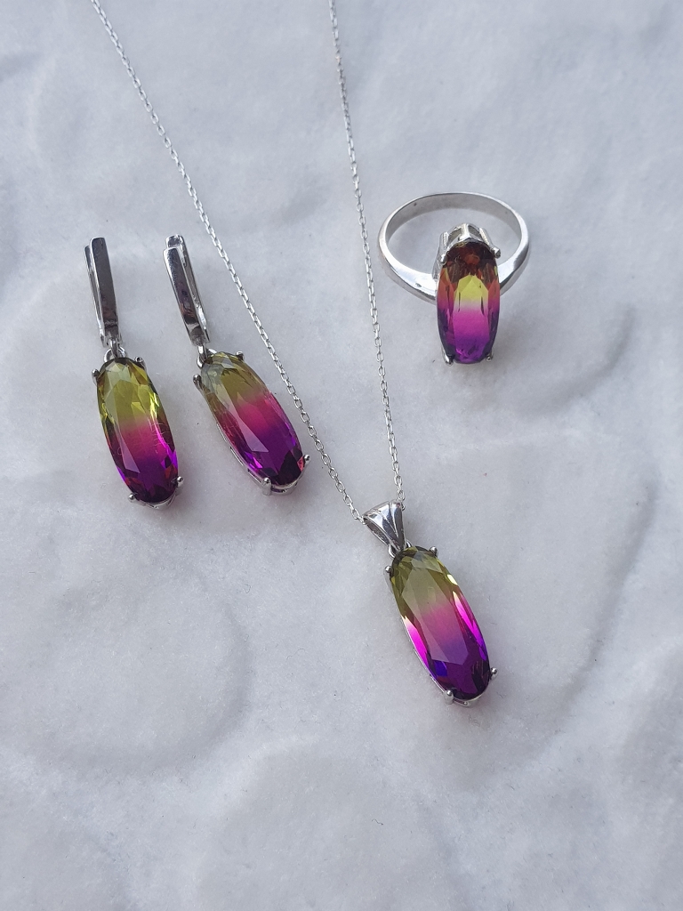 Topaz Taşlı Gümüş Set
