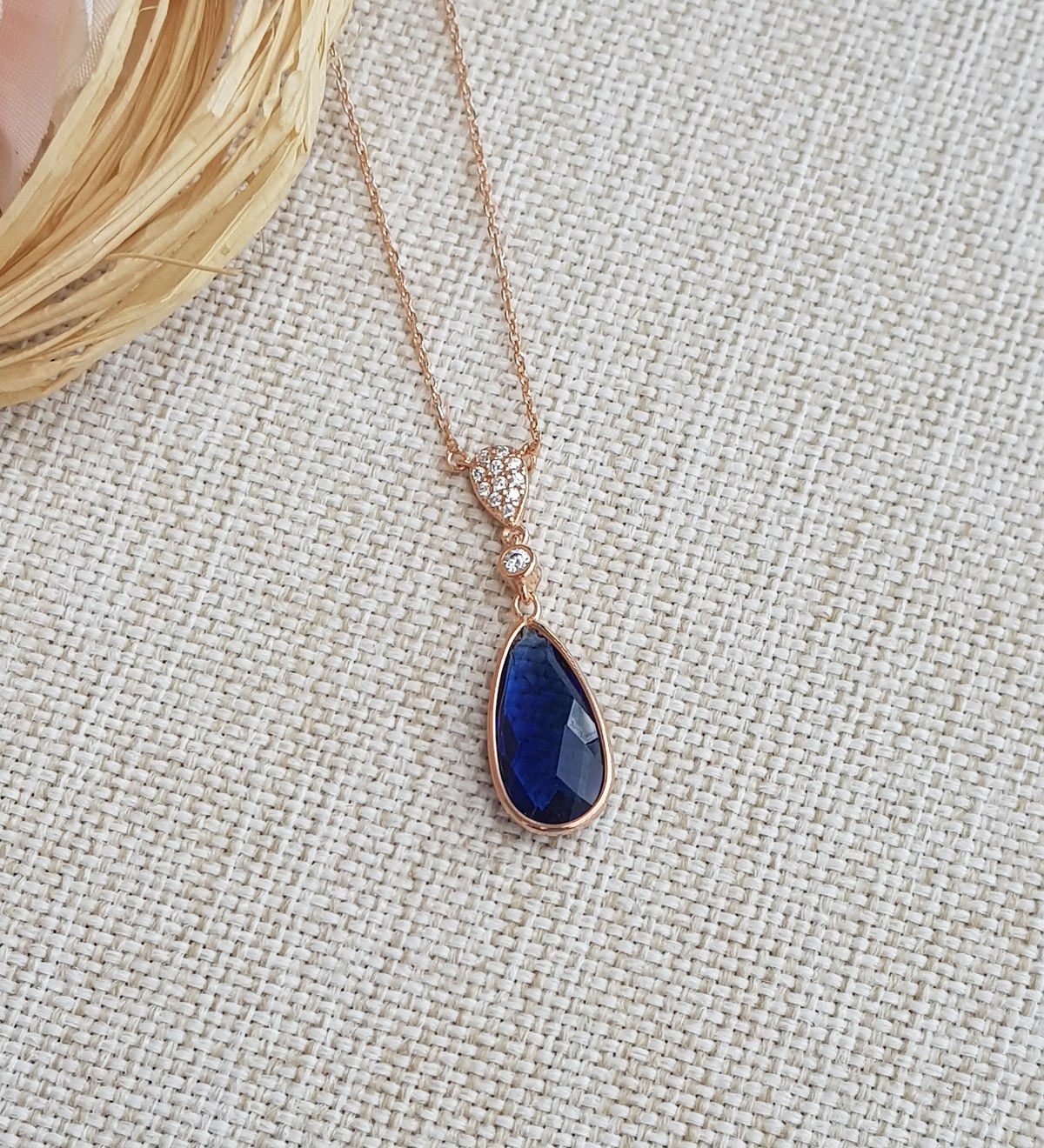 Safir Taşlı Gümüş Kadın Kolye