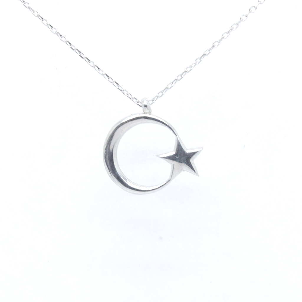 Taşsız Ayyıldız Gümüş Kolye