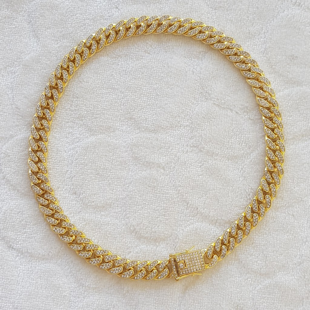 1,5 cm Taşlı Cuban Gold Zincir Unisex