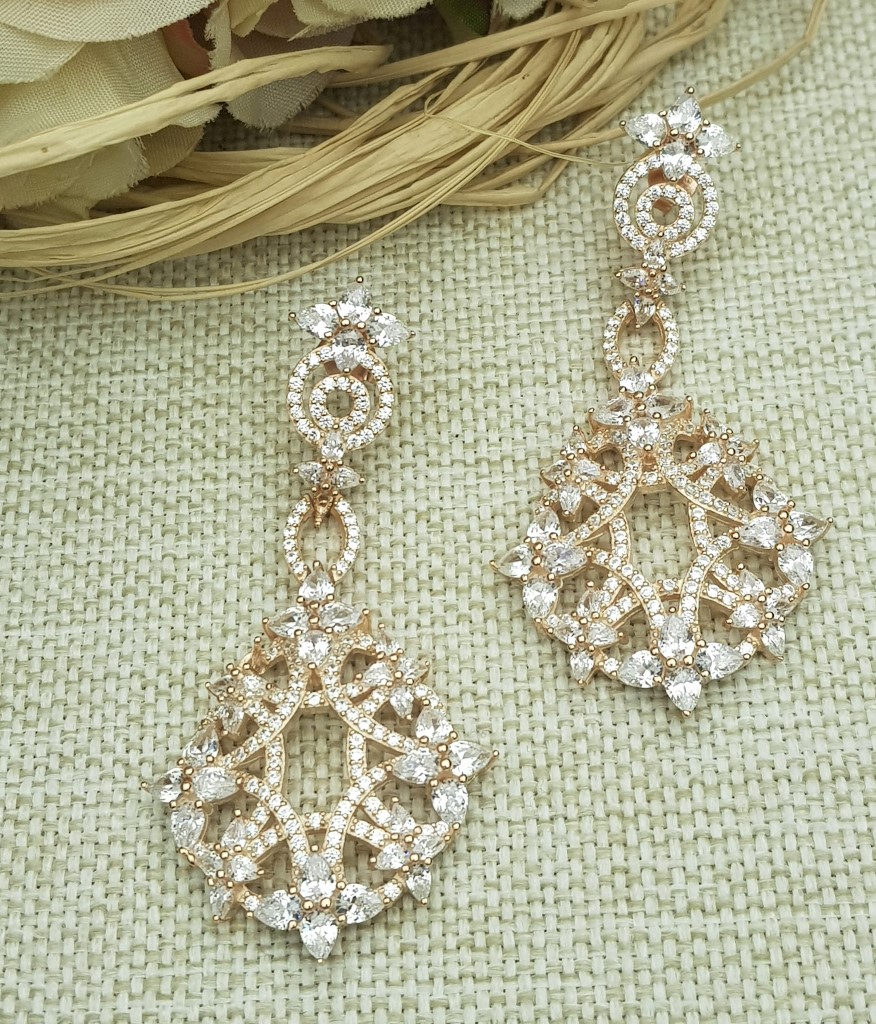 Rose İthal Şık Abiye Küpe