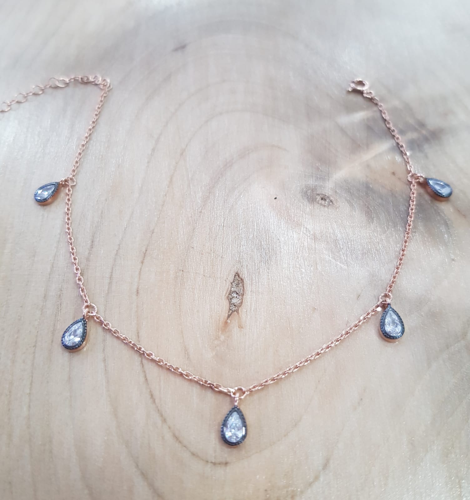 Su Damlası Sallantılı Gümüş Halhal