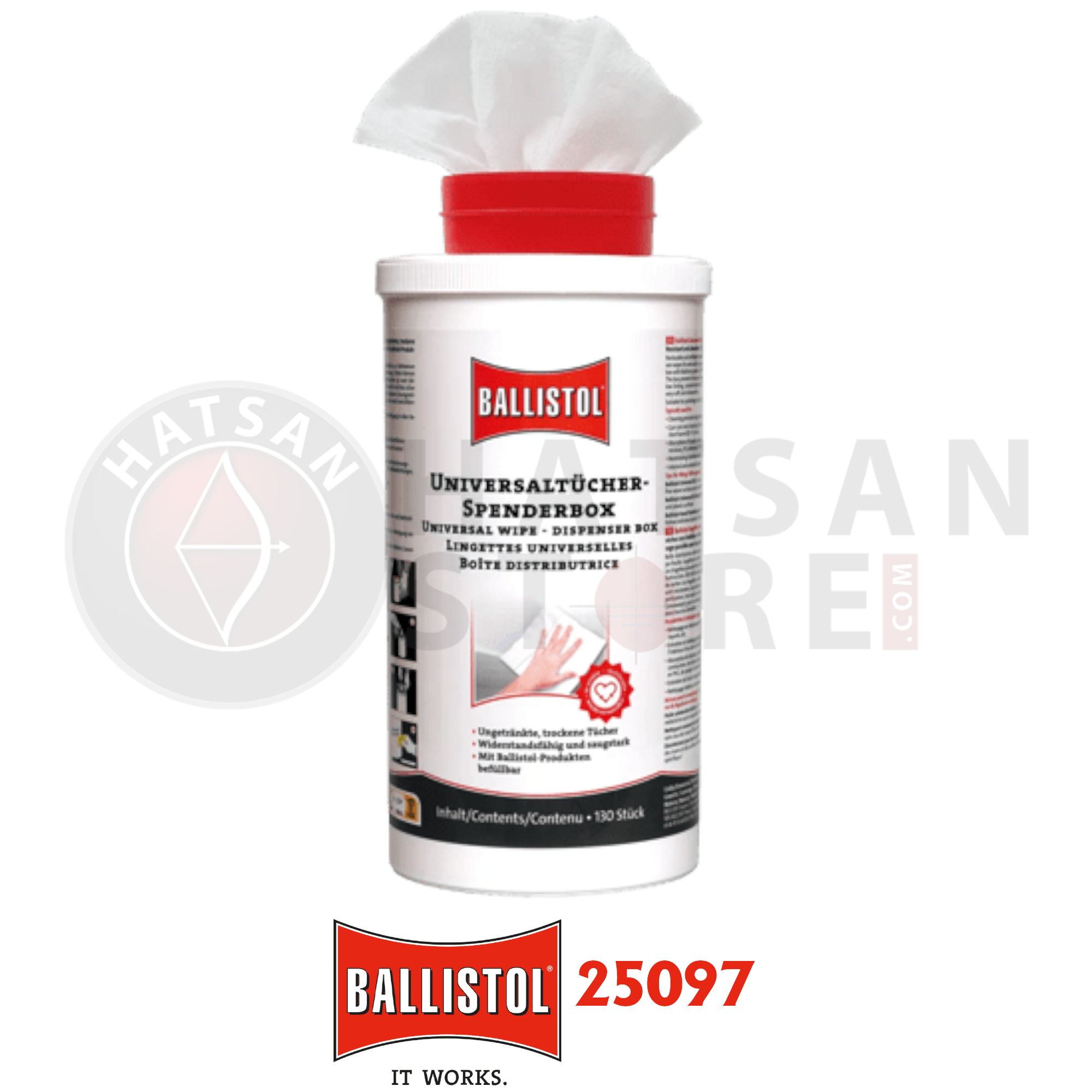 Ballistol Universal 20 cm x 19 cm Kuru Temizleme Mendili (130 Adet)