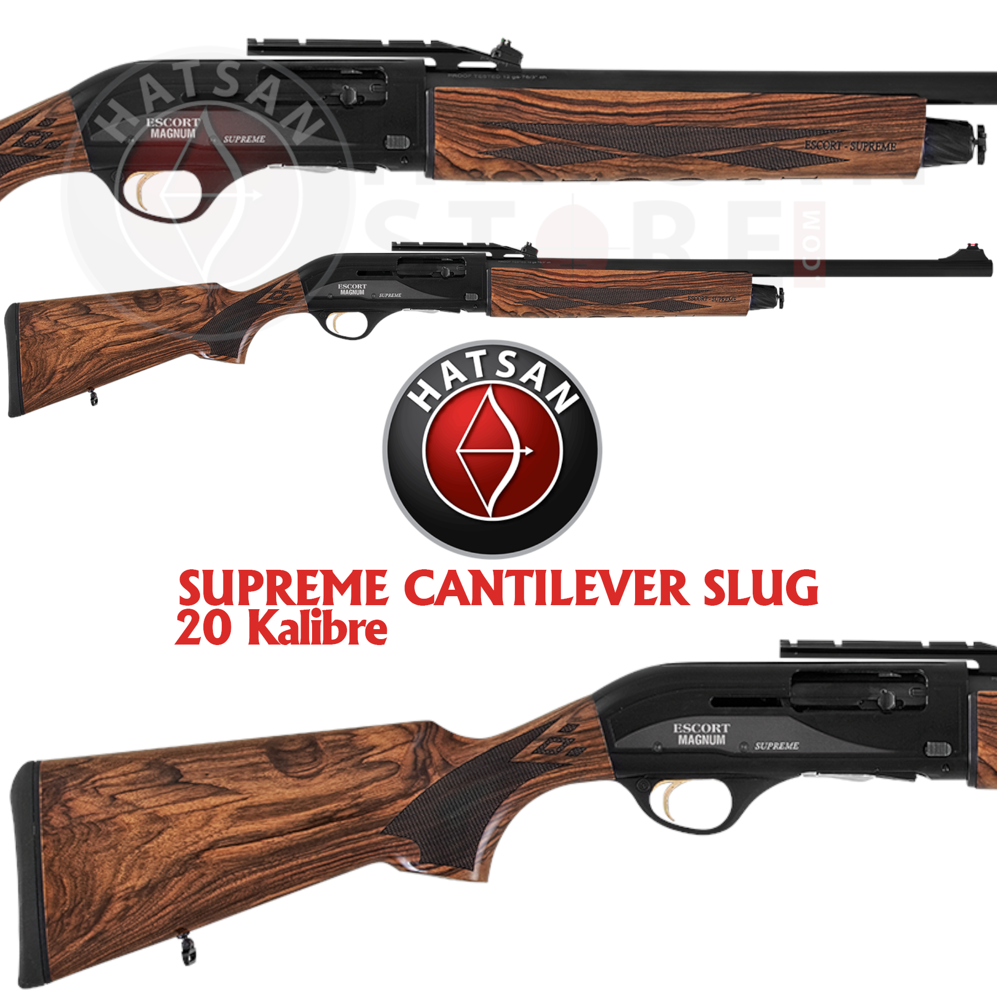 Hatsan Escort Magnum Supreme 20 Cantilever Slug Otomatik Av Tüfeği