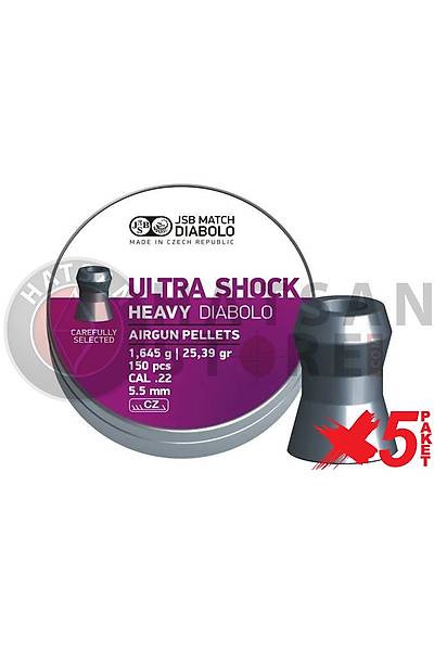 JSB Diabolo Ultra Shock Heavy 5,50 mm 5 Paket Havalı Tüfek Saçması (25,39 Grain - 750 Adet)