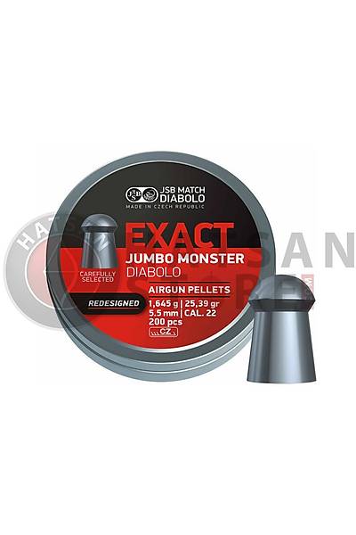 JSB Diabolo Exact Jumbo Monster (Redesigned) 5,52 mm Haval Tfek Samas (25,39 Grain - 200 Adet)