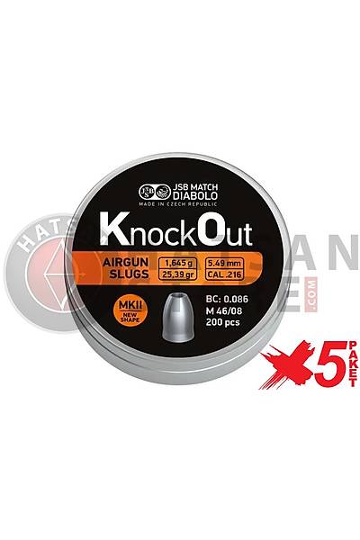 JSB Diabolo Knockout MKII 5,49 mm 5 Paket Haval Tfek Samas (25,39 Grain - 1000 Adet)