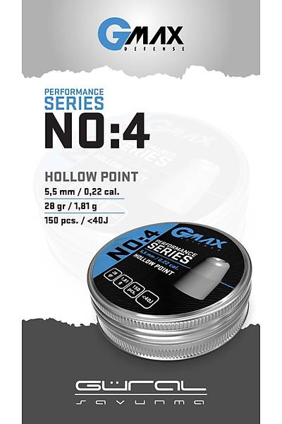 GMax Defense Hollow Point 5,5 mm Haval Tfek Samas (NO4 - 28 Grain - 150 Adet)