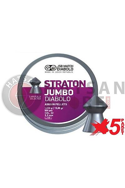 JSB Diabolo Straton Jumbo 5,50 mm 5 Paket Havalı Tüfek Saçması (15,89 Grain - 2500 Adet)