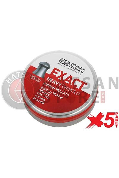 JSB Diabolo Exact Heavy 4,52 mm 5 Paket Haval Tfek Samas (10,34 Grain - 2500 Adet)