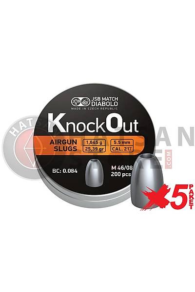 JSB Diabolo Knockout (CAL217) 5,50 mm 5 Paket Haval Tfek Samas (25,39 Grain - 1000 Adet)