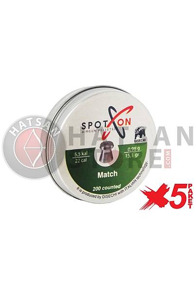 Spot On Match 5,5 mm 5 Paket Havalý Tüfek Saçmasý (15,12 Grain - 1000 Adet)