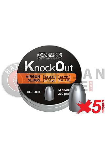 JSB Diabolo Knockout 5,50 mm 5 Paket Haval Tfek Samas (25,39 Grain - 1000 Adet)