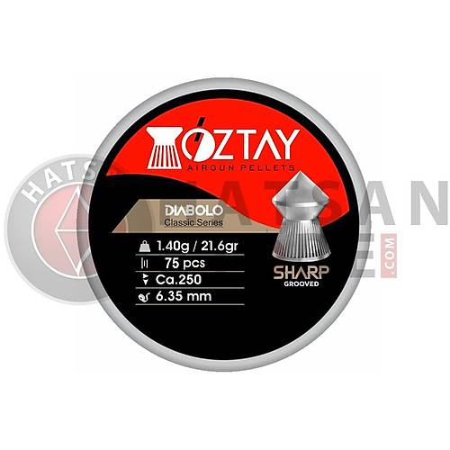 ztay Sharp Grooved 6,35 mm Haval Tfek Samas (21,6 Grain - 75 Adet)