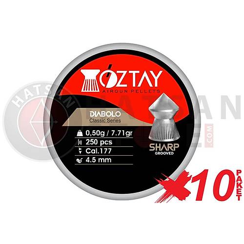 ztay Sharp Grooved 4,5 mm 10 Paket Haval Tfek Samas (7,71 Grain - 2000 Adet)