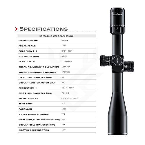 Swampdeer HD PRO ZERO STOP 6-24X50 SFIR FFP T�fek D�rb�n�