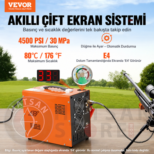 VEVOR 4500 PSI 300 Bar Otomatik PCP Haval� T�fek Kompres�r� 350W