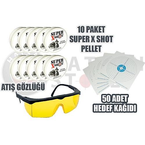 Namludan Krma & Alttan Kurma Haval Tfekler in zel Set (10 Paket Pellet + 50 Adet Hedef Kad + At Gzl)