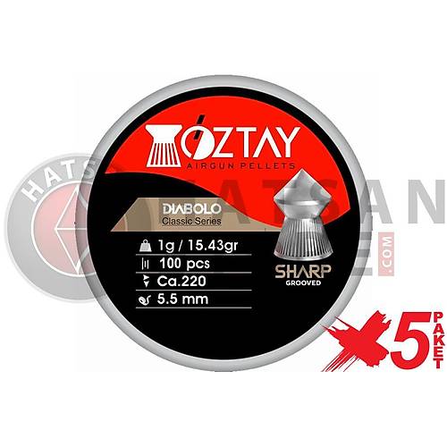 ztay Sharp Grooved 5,5 mm 5 Paket Haval Tfek Samas (15,43 Grain - 500 Adet)