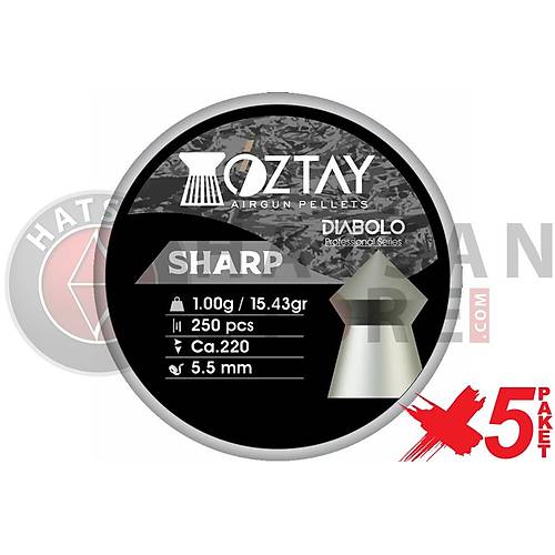 ztay Sharp 5,5 mm 5 Paket Haval Tfek Samas (15,43 Grain - 1250 Adet)