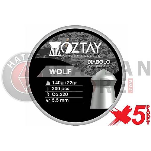 ztay Wolf 5,5 mm 5 Paket Haval Tfek Samas (22 Grain - 1000 Adet)