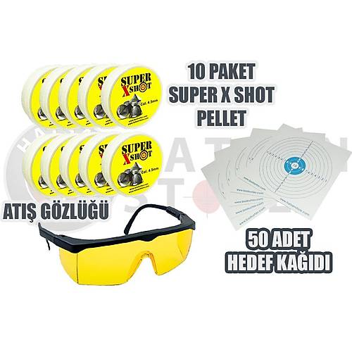 Namludan Krma & Alttan Kurma Haval Tfekler in zel Set (10 Paket Pellet + 50 Adet Hedef Kad + At Gzl)