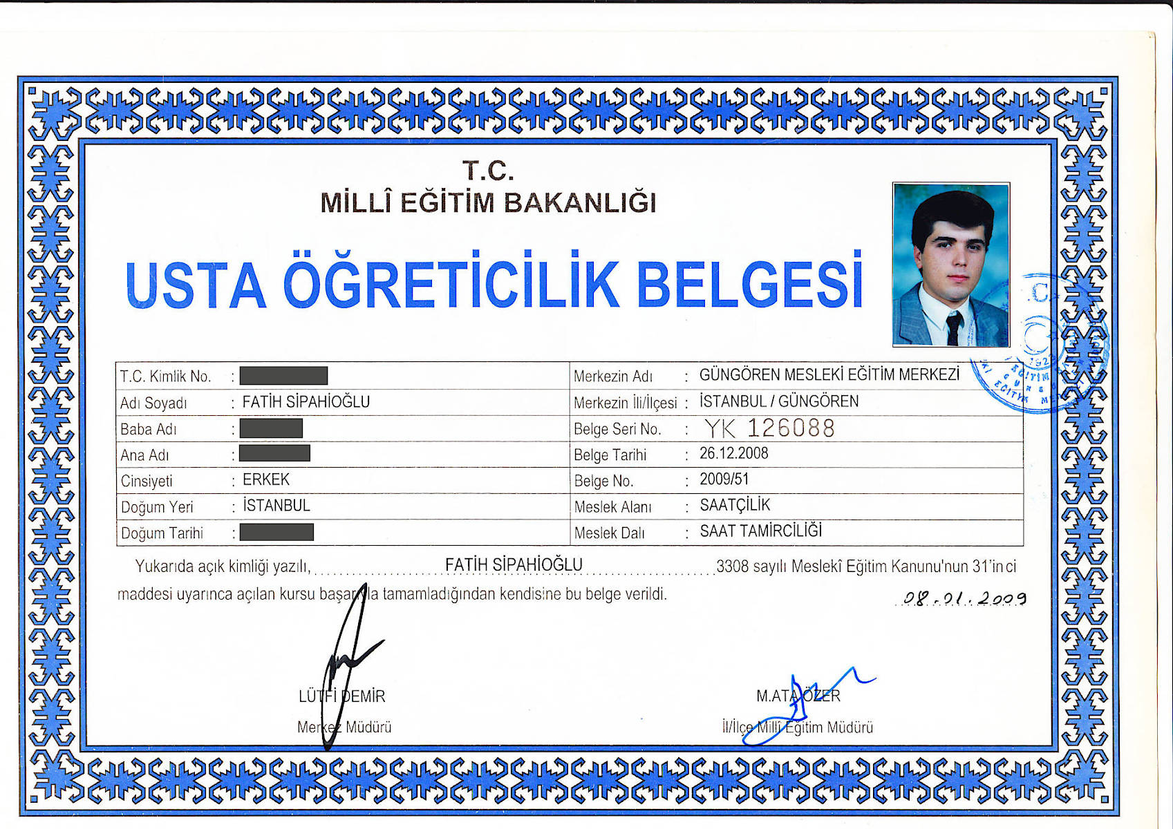 Usta ��reticilik Belgesi