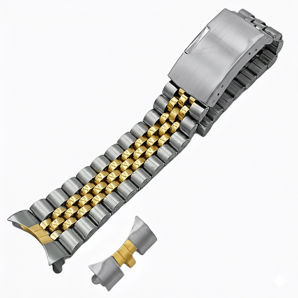 20-22mm Bicolor Folded Link Jubilee Model Bükme Çelik Saat Kordonu