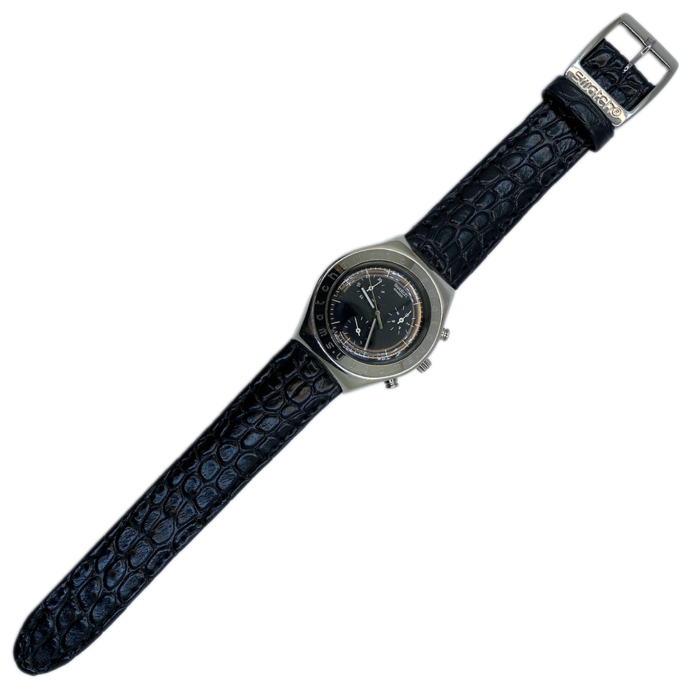Swatch Siyah Kroko Hakiki Deri Saat Kayışı | Özel El Yapımı Üretim