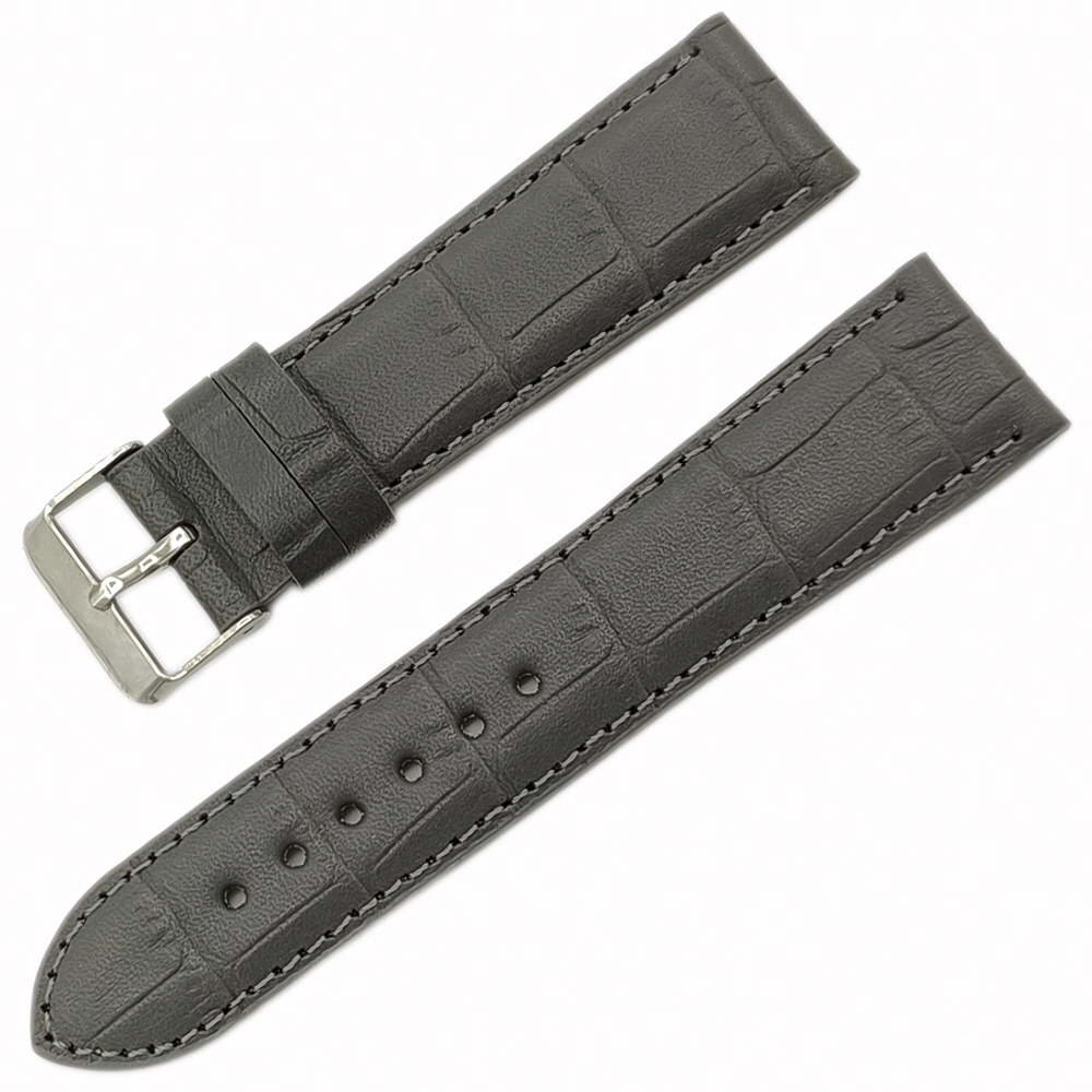 Hakiki Deri Saat Kordonu 22mm Gri Kroko Desen