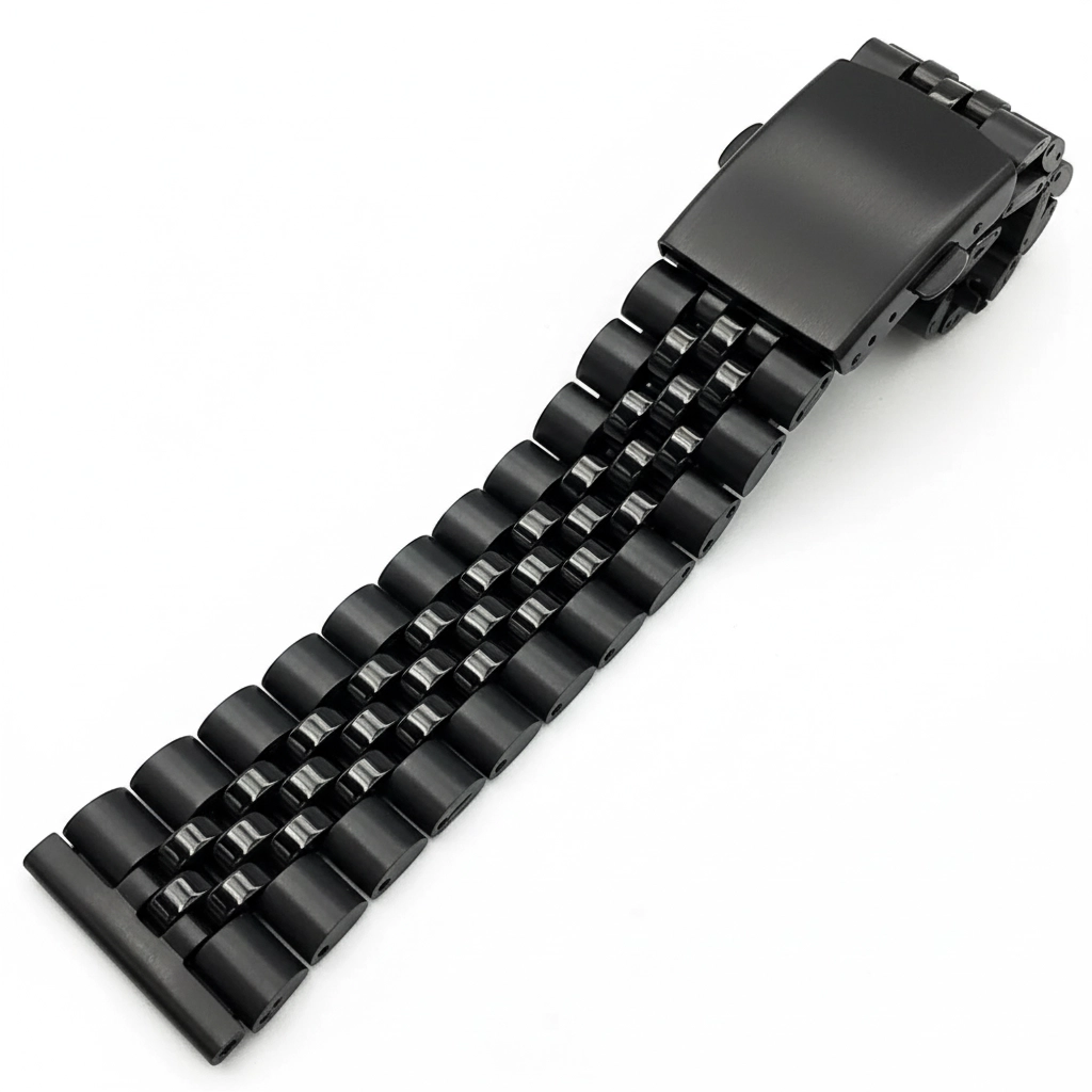 Siyah Folded Link Jubilee Model Bükme Çelik Saat Kordonu 18-20-22mm