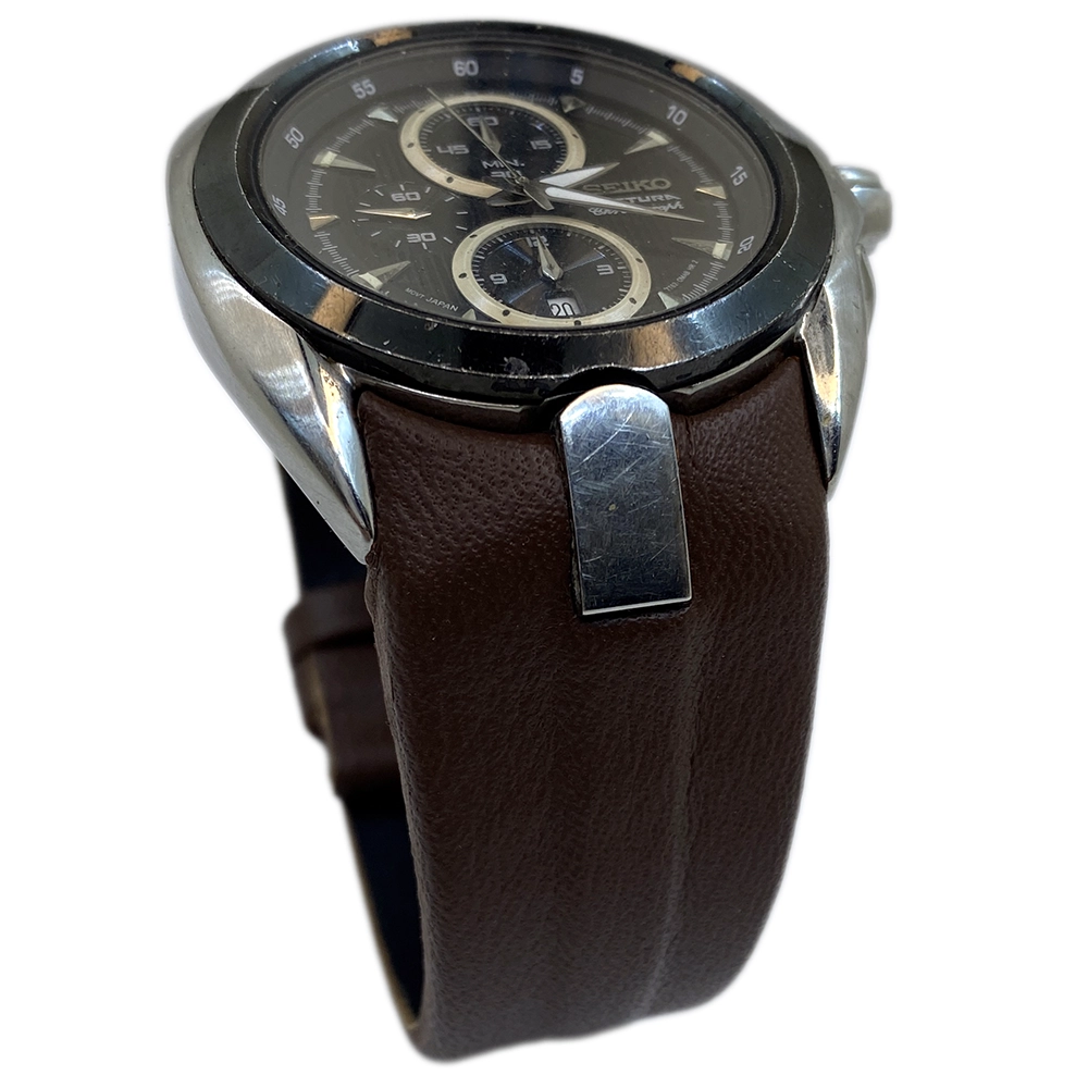 Seiko - 7D1757 7T-84-0AB0 Hakiki Deri Saat Kayışı | Özel El Yapımı Üretim