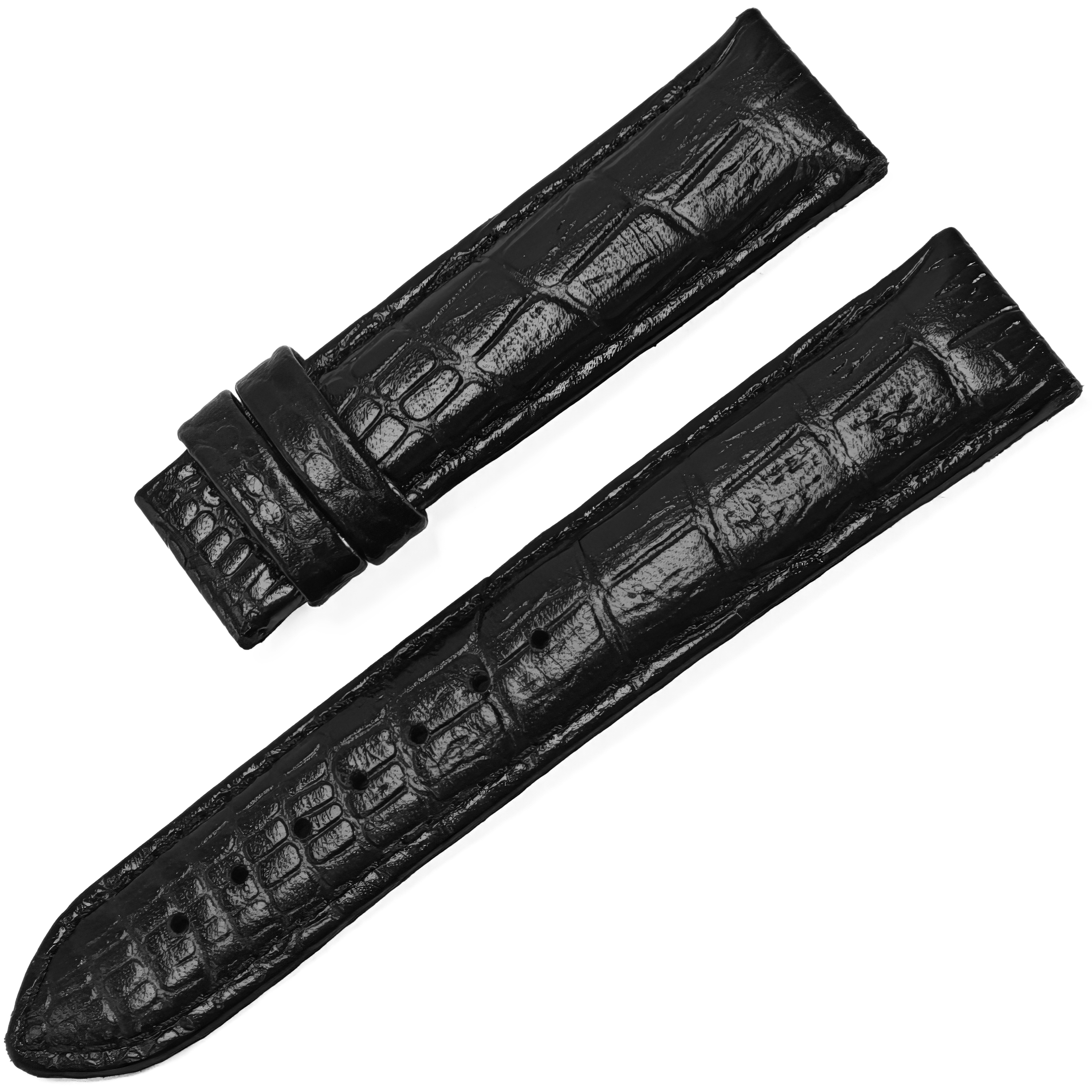 Dugary Croco Prestige Black Lacquered  El Yapımı Premium Deri Saat Kayışı