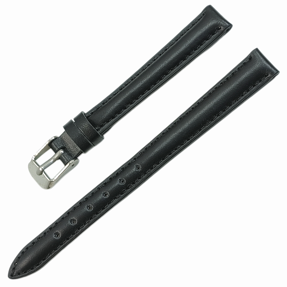 Saat Kordonu Hakiki Deri Yerli Üretim 12mm Siyah Desensiz Bombeli