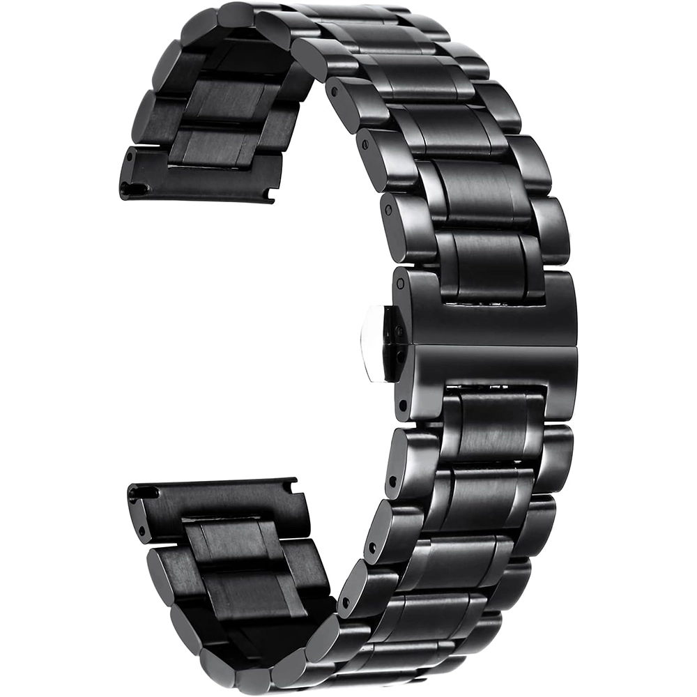 Siyah 316L Paslanmaz Çelik Saat Kordonu 20-22-24mm