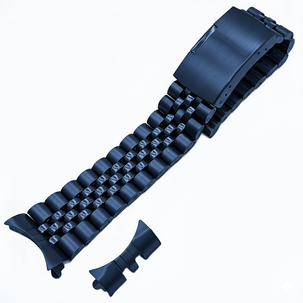20-22mm Lacivert Folded Link Jubilee Model Bükme Çelik Saat Kordonu