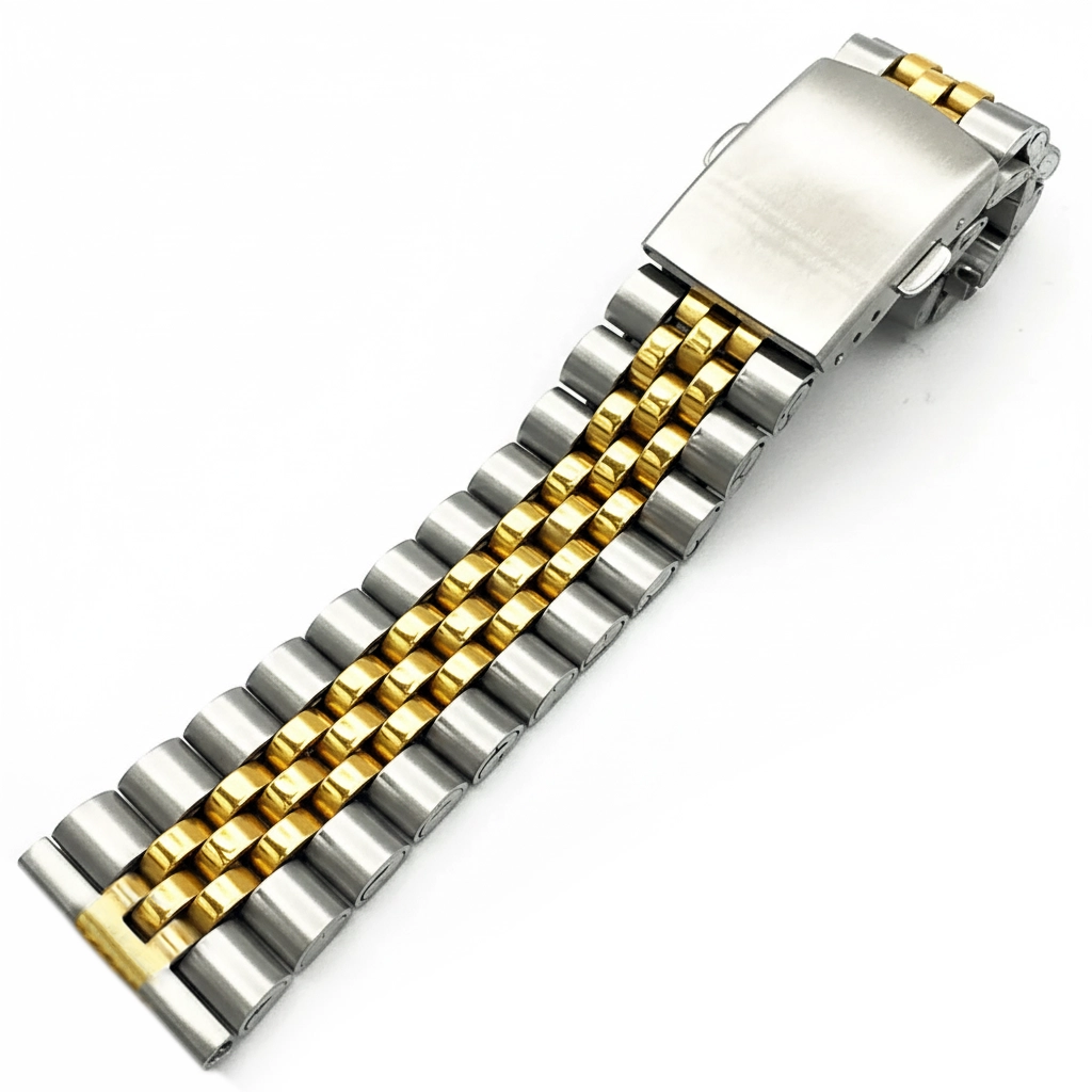 Bicolor Folded Link Jubilee Model Bükme Çelik Saat Kordonu 22mm