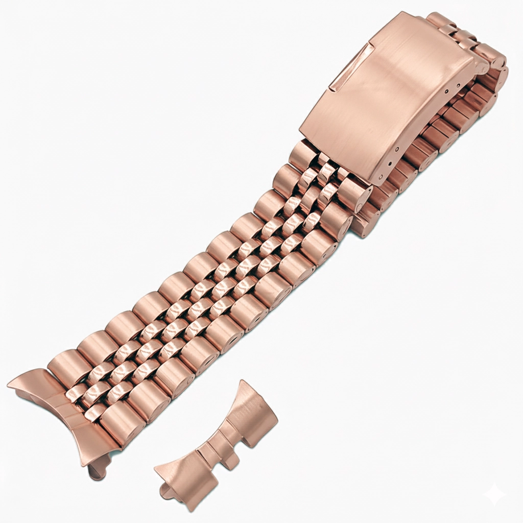 20-22mm Rose Gold Folded Link Jubilee Model Bükme Çelik Saat Kordonu
