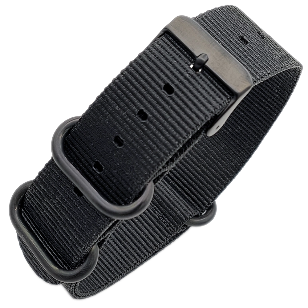 Dokuma Tekstil Saat Kordonu 22mm Siyah 1mm Kalınlık Siyah Toka